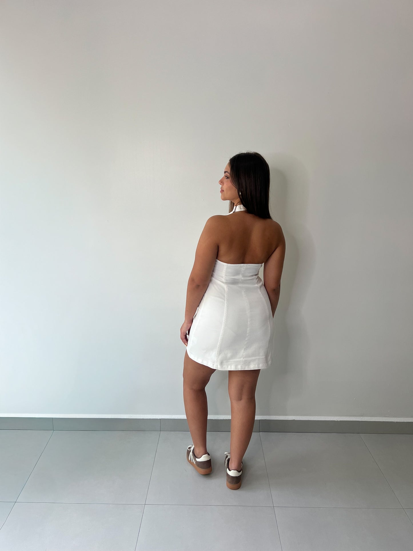 White Denim Mini Dress