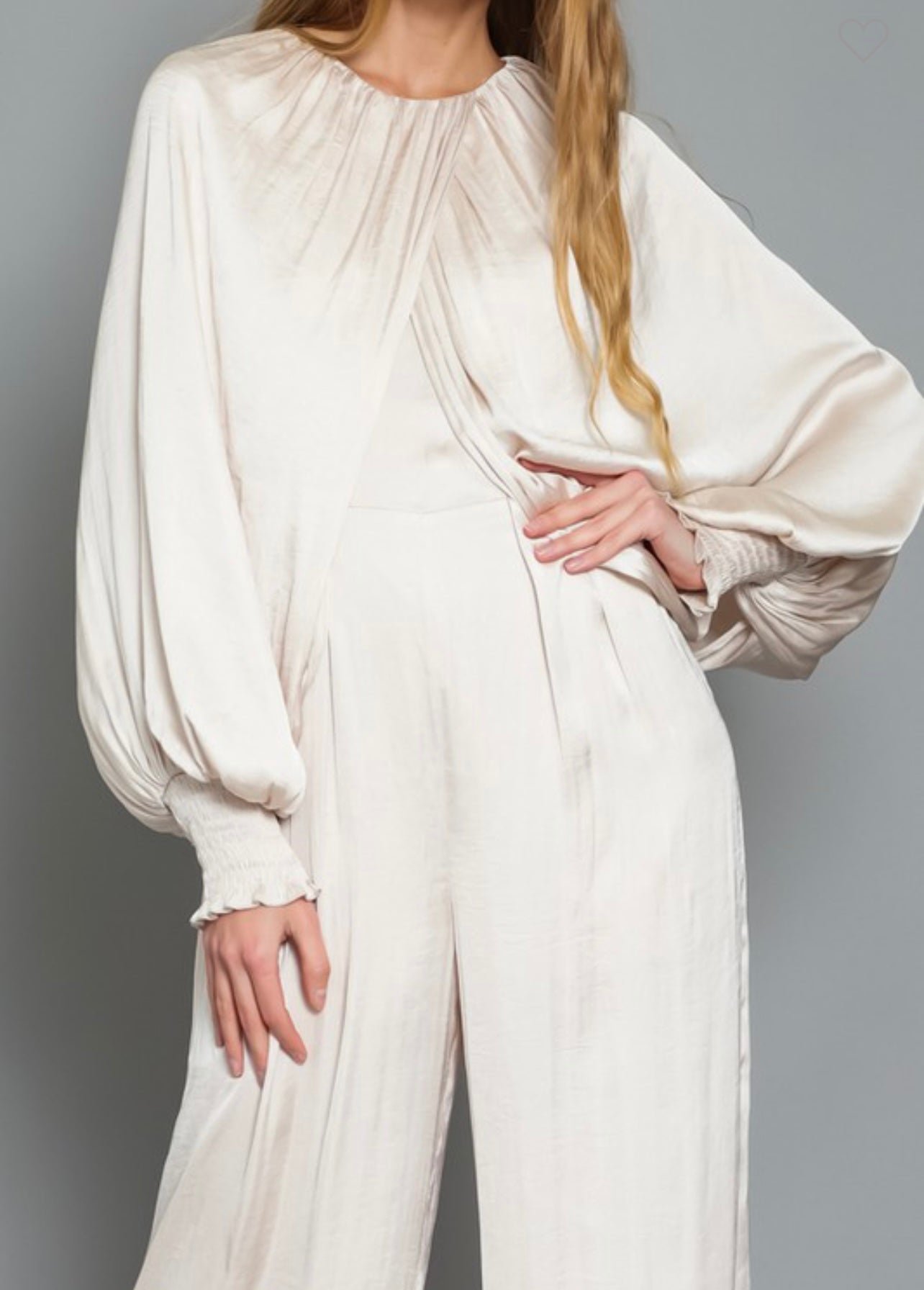 Satin Puff Sleeve Jumpsuit