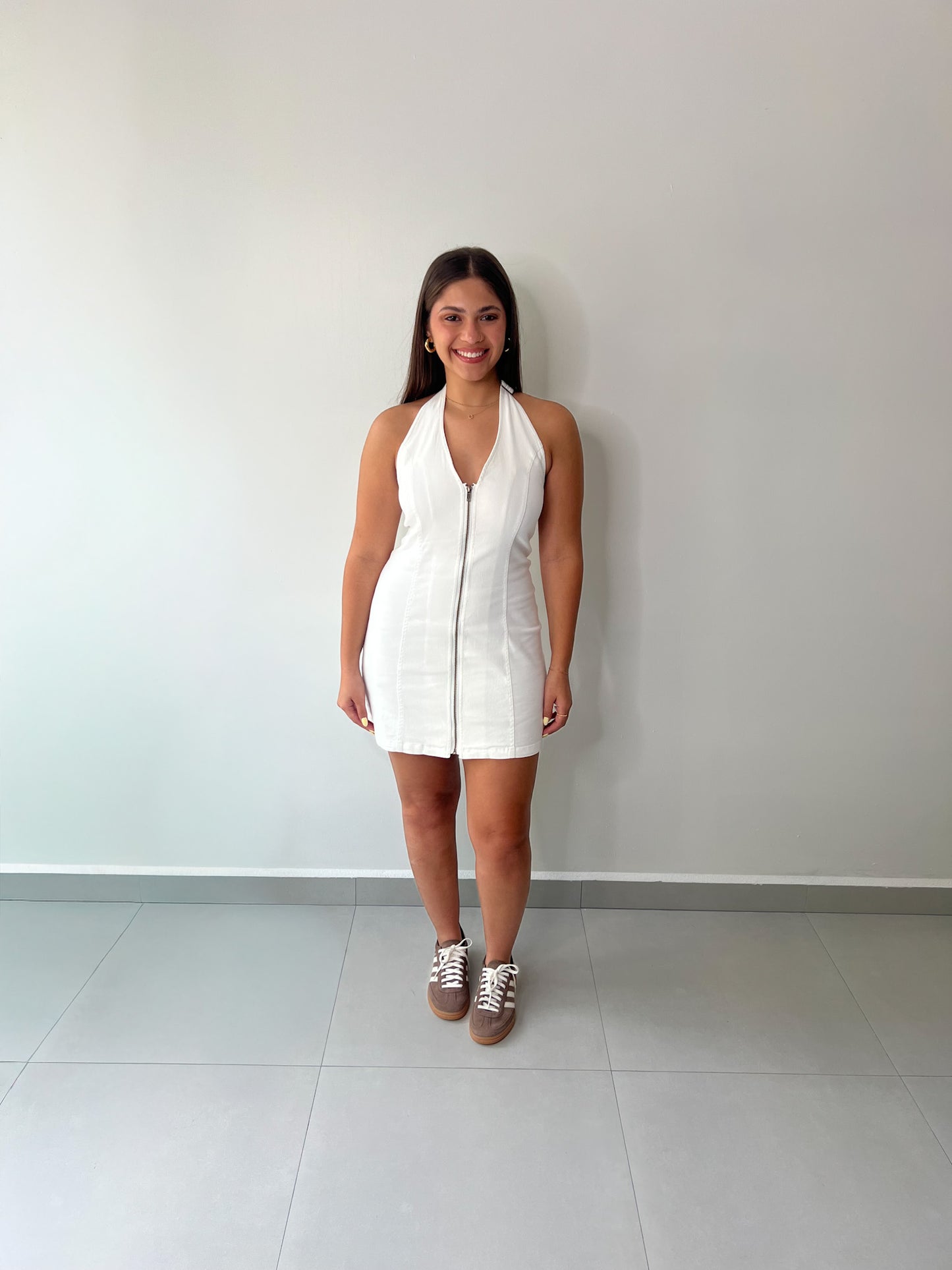 White Denim Mini Dress