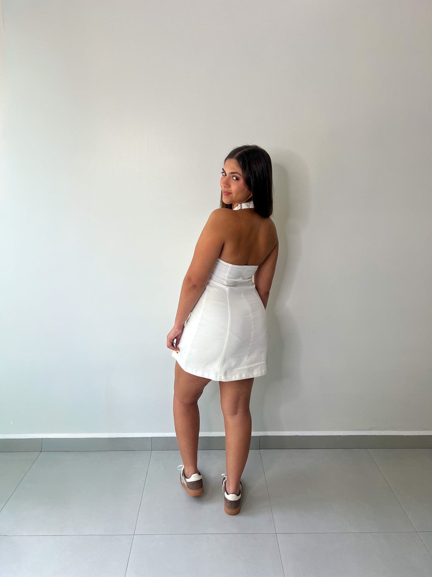 White Denim Mini Dress