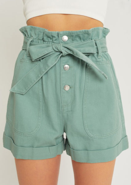 Paperbag Sage Green shorts