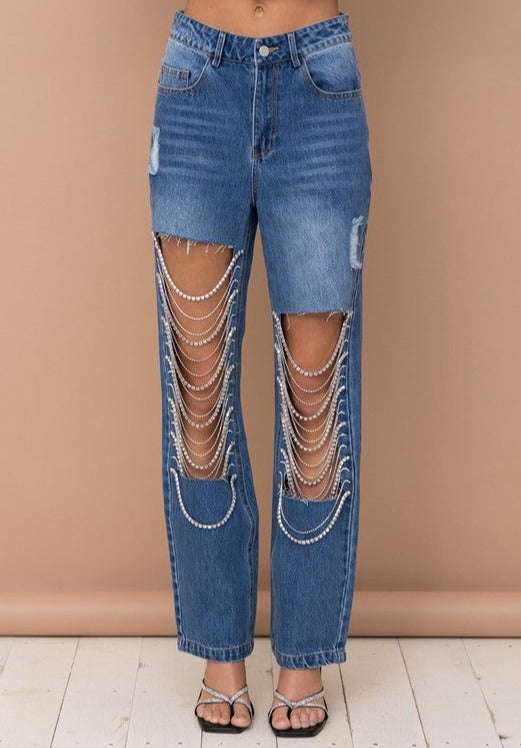 Rhinestones Jeans