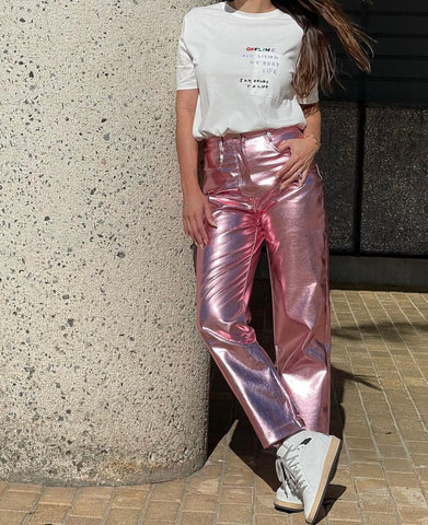 Pink Metallic Trousers