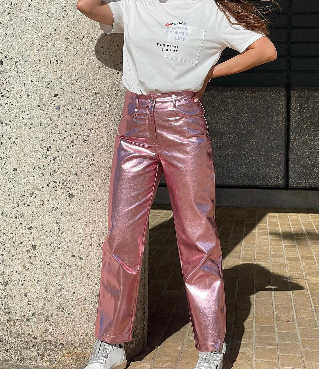 Pink Metallic Trousers